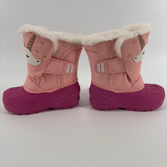 Cat & Jack Toddler Girl Unicorn Pink Winter Boots Fur Lined Size 8 - Picture 2 of 6